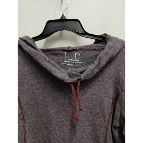 LUR Womens Lagenlook Hoodie Medium Purple Blue Asymmetrical Sustainable Pullover - Picture 3 of 8